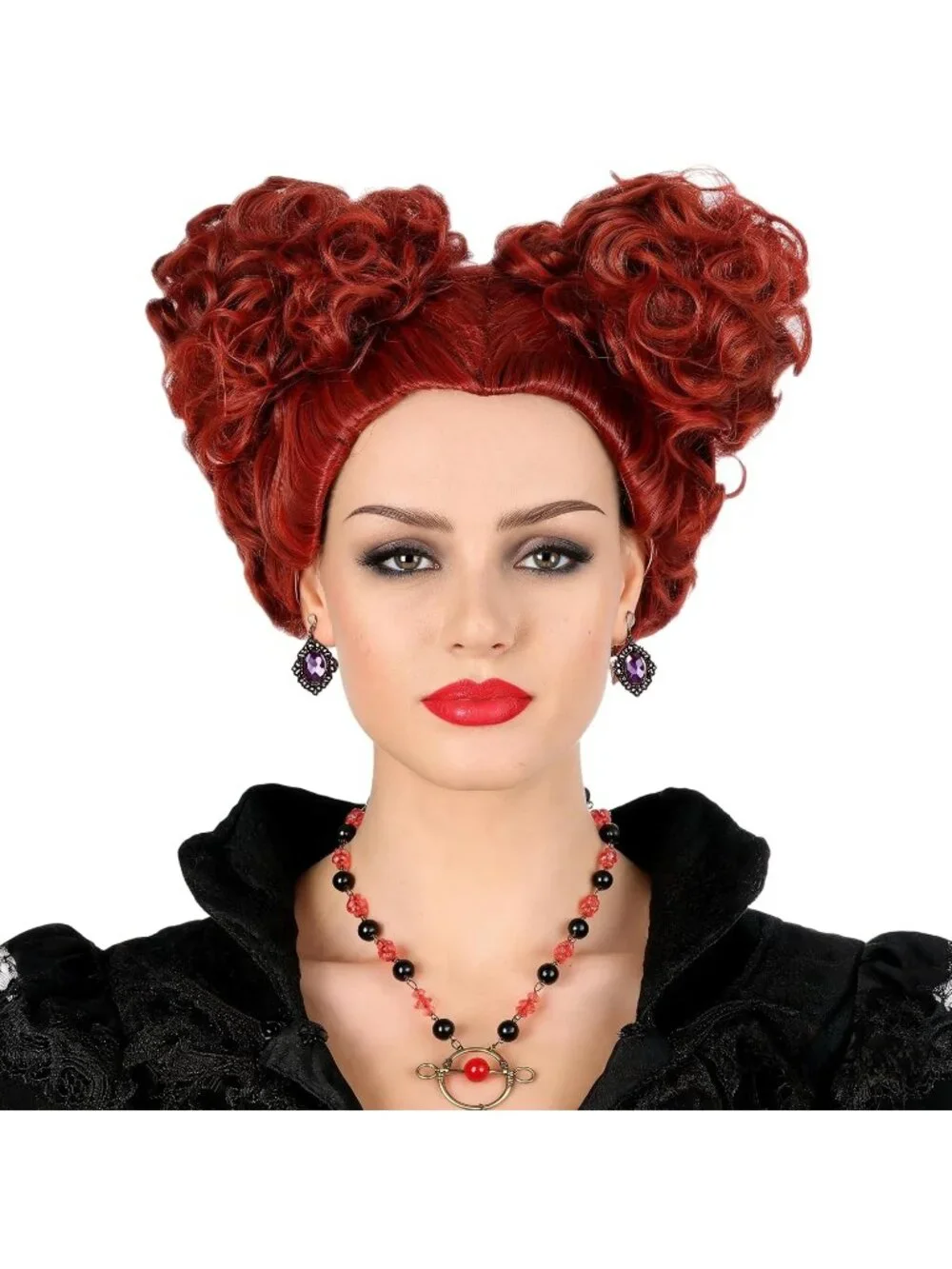 Women's Auburn Short Cosplay Halloween Costume Wig With Necklace Earrings